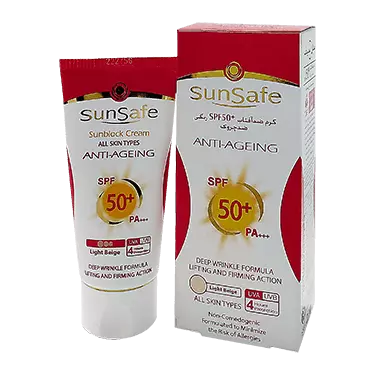 کرم ضد آفتاب ضد چروک SPF50 بژ روشن سان سیف